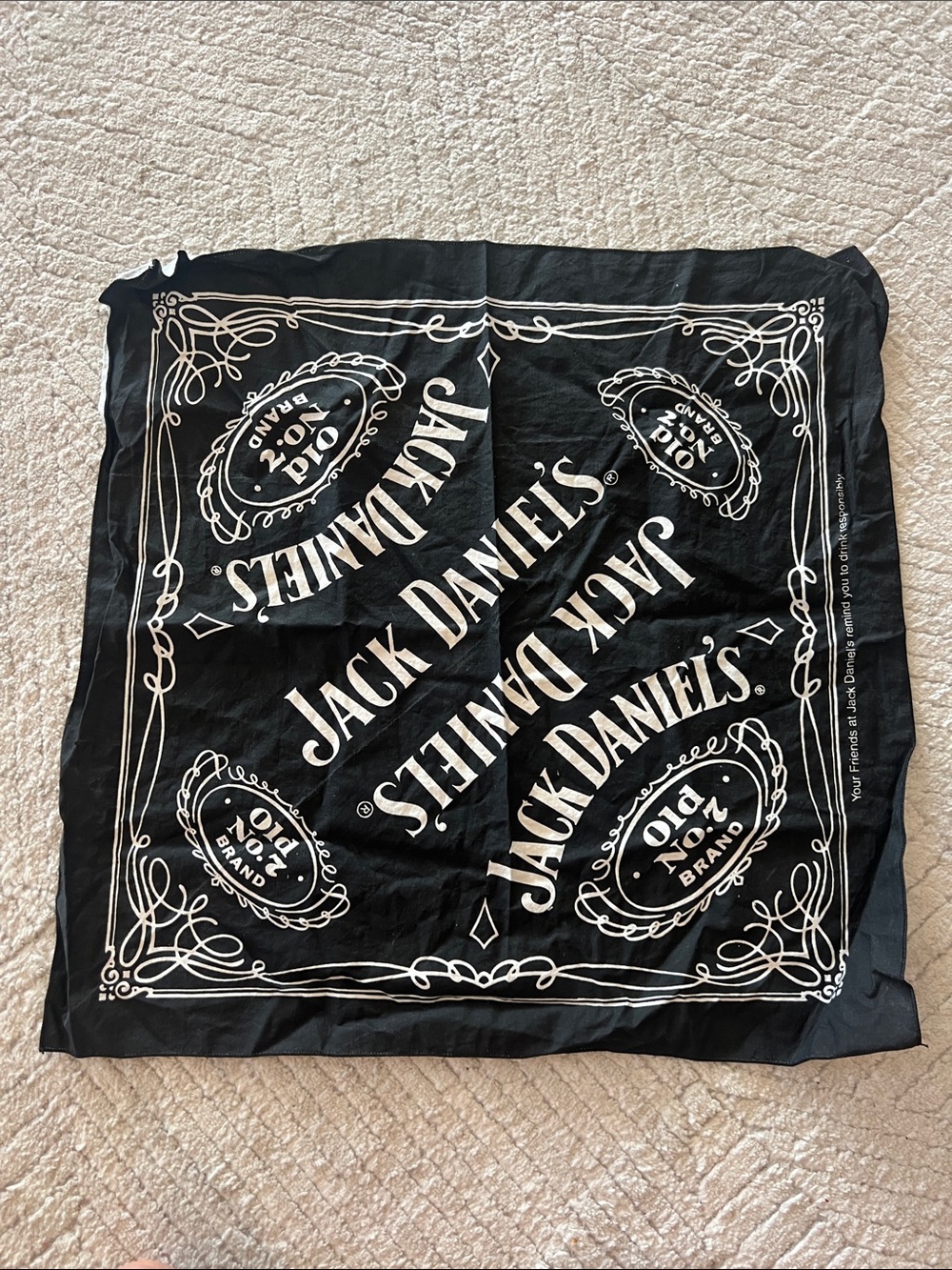 Vintage Jack Daniels Black Bandana - Classic Logo Headwear biker motorcycle